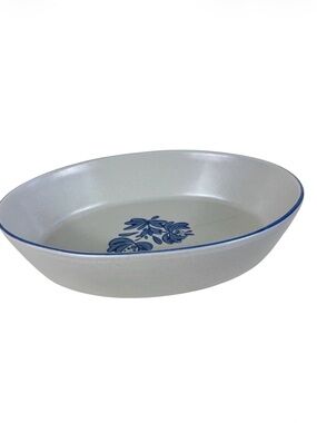 Pfaltzgraff Yorktowne Oval Vegetable Serving Bowl Blue Floral Gray USA 241‎ 10in